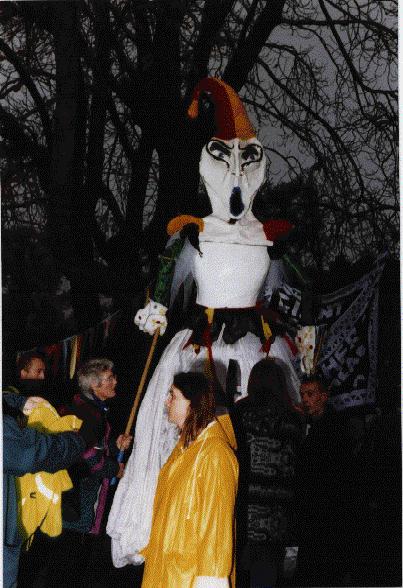 A giant waiting to parade.